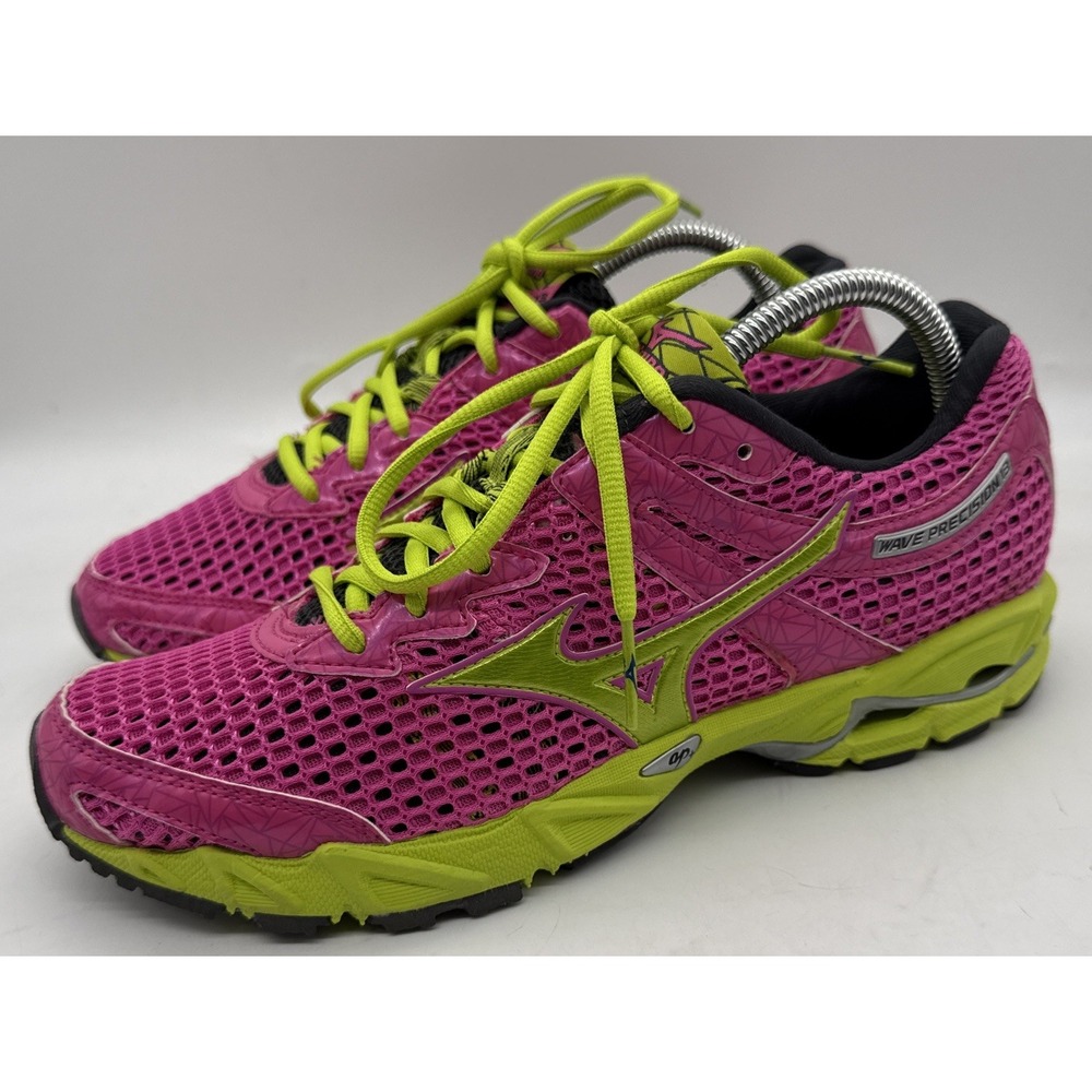 Mizuno Wave Percision 3 DynomotionFit Women's 9.5 Pink Mesh Green Neon Logo